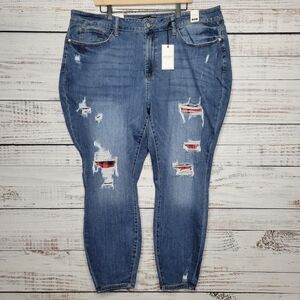 Judy Blue Skinny Fit Mid Rise Distressed Jeans | 24W